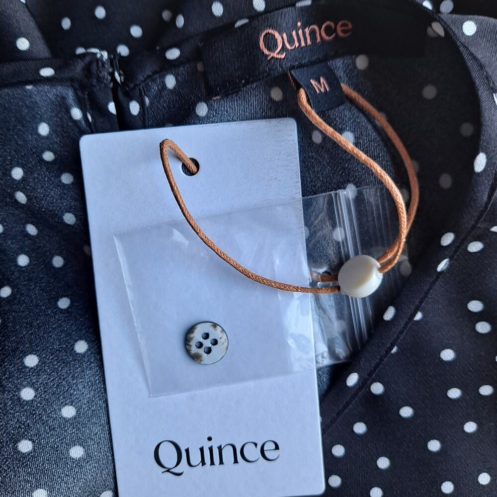 NWT Quince Washable Stretch Silk Tank Maxi Dress Tiny Dot Black White Size M - Picture 8 of 9